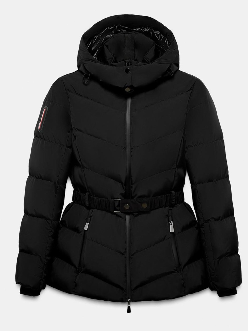 Zara Black Quilted Belted Down Jacket